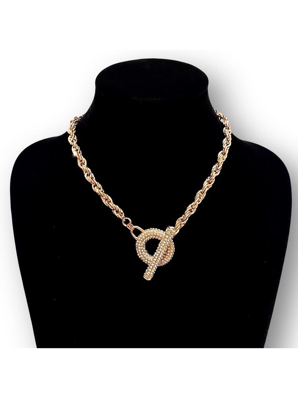 INC. Pave Crystal Rose Gold Oversized Toggle Bib Necklace NWT​